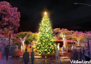 主燈「聖誕金美好」以最經典的耶誕樹為基底、纏繞滿滿金黃燈飾，用童話故事般的耶誕樹讓你拍打卡再說。 | A huge Christmas tree will illuminate the night sky with its golden lights, creating fairy-tale like scenes. (Courtesy of New Taipei City Government/Taipei Walker)