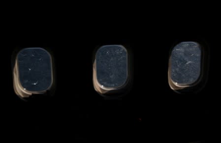 The Norwegian Sea is seen from the window of an atmospheric research aircraft during a flight across the Arctic Circle from northern Sweden