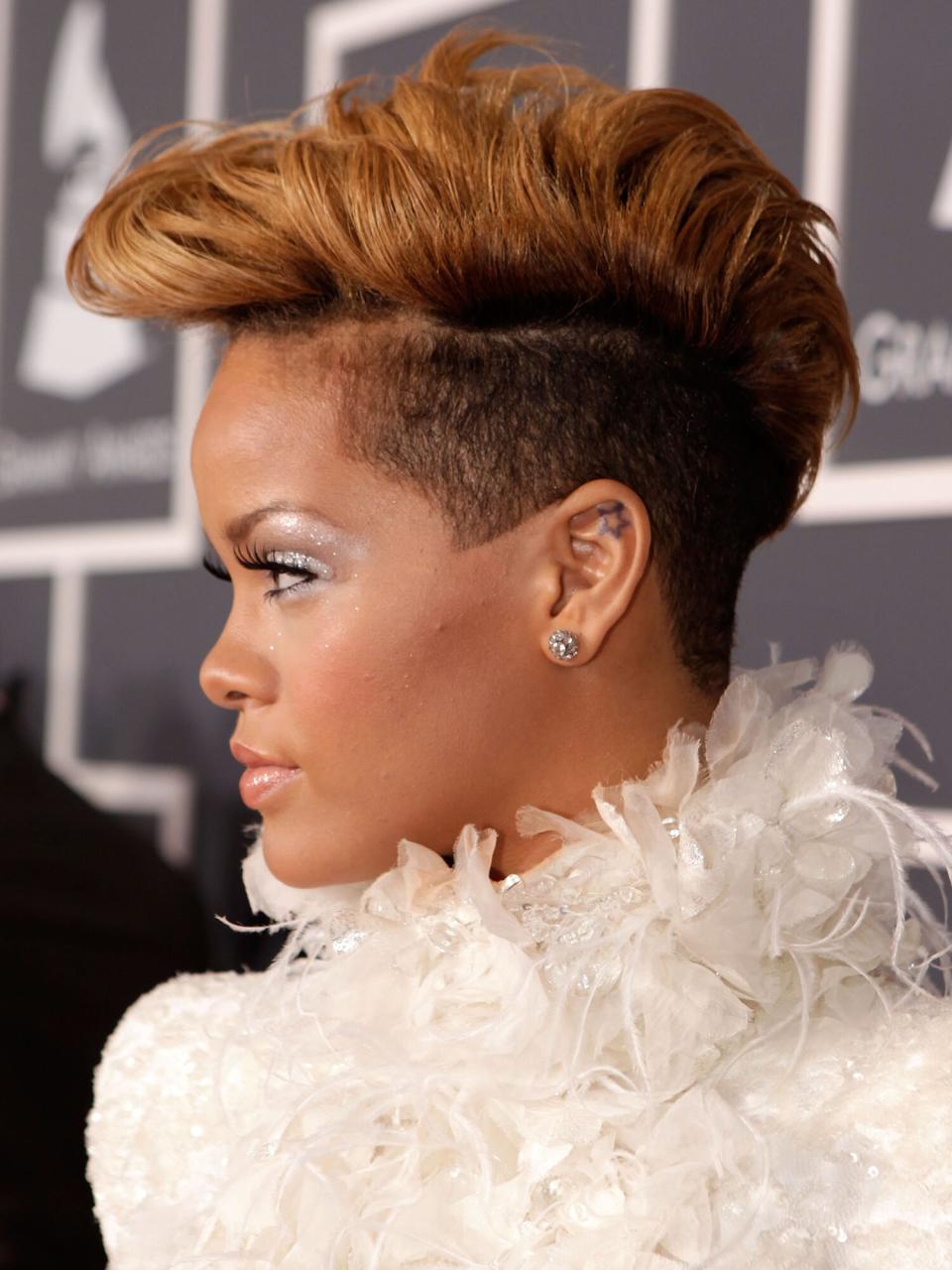 Rihanna arrives at the 52nd Annual GRAMMY Awards held at Staples Center on January 31, 2010 in Los Angeles, California.