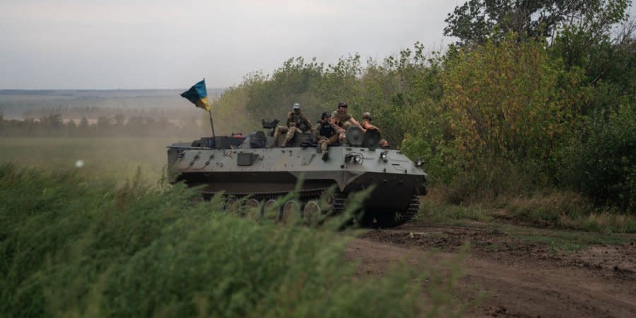 Ukrainian military on the front line