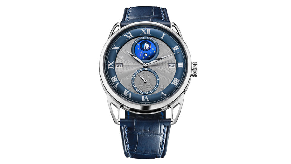 A front-facing view of the DB25sQP Perpetual Calendar watch - Credit: De Bethune