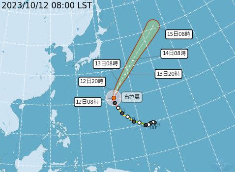 布拉萬颱風強度達極限，與瑪娃颱風並列2023颱風風王。（圖／翻攝自 台灣颱風論壇｜天氣特急、氣象署）