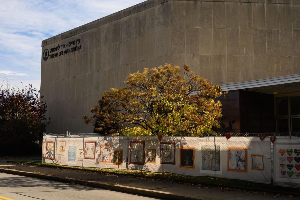The Tree of Life synagogue in in Pittsburgh's Squirrel Hill Neighborhood sits quiet on Wednesday, Oct. 25, 2023, nearly five years after the October 27, 2018, mass shooting.