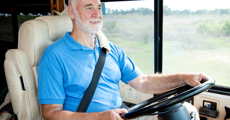 Senior man driving an RV