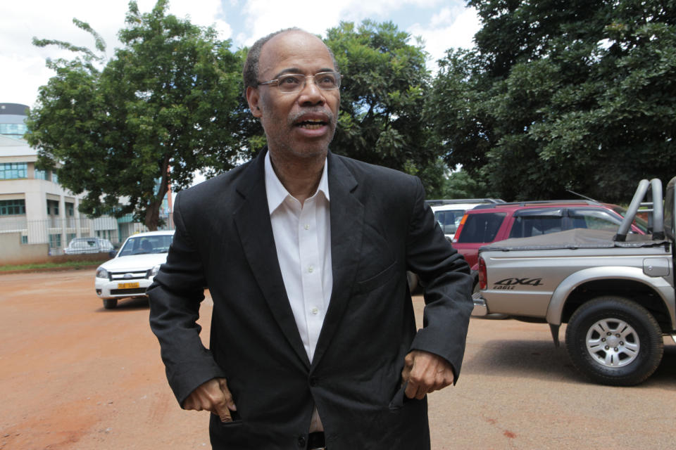 Former U S Congressman, Mel Reynolds, appears at the magistrates courts in Harare, Wednesday, Feb. 19, 2014. Reynolds was arrested in Zimbabwe for allegedly possessing pornographic material and violating immigration laws. (AP Photo/Tsvangirayi Mukwazhi)