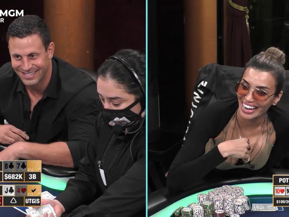 A live-streamed, high-stakes poker game was marred by controversy after a player scooped the $269,000 pot with jack high (Screengrab/@HCLPokerShow)