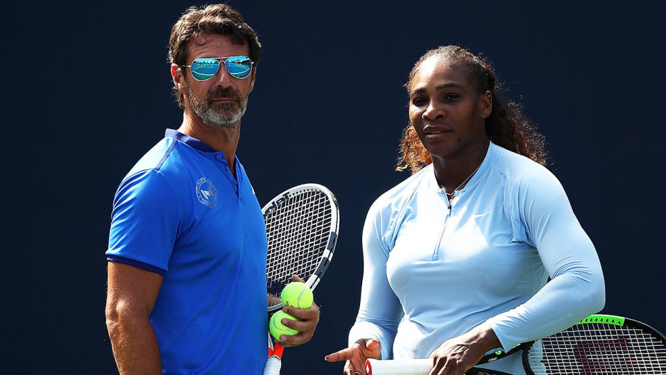 Serena Williams and her coach Patrick Mouratoglou had differing views after the US Open final. Pic: Getty