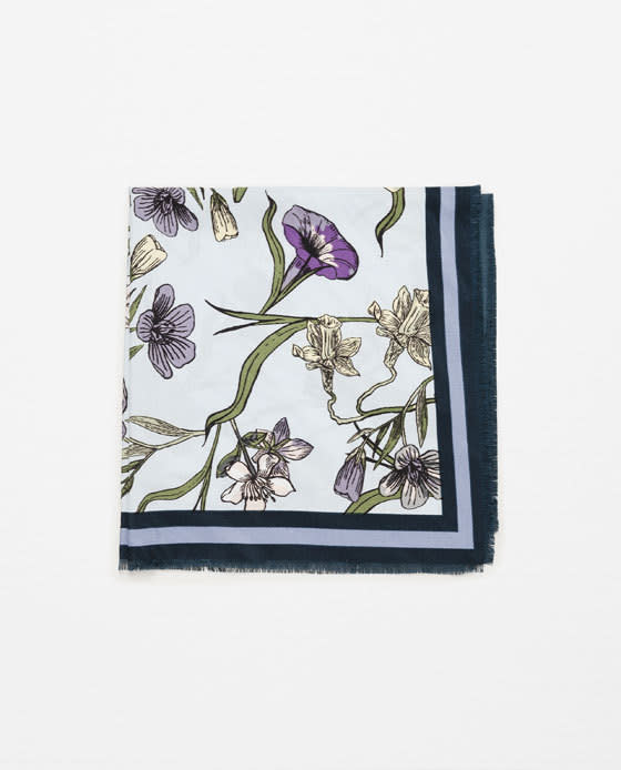 <p>This floral bandana is bound to brighten up any summer outfit. <i><a href="http://www.zara.com/uk/en/woman/spring-bloom/floral-bandana-c822522p3493528.html" rel="nofollow noopener" target="_blank" data-ylk="slk:[Zara, £7.99];elm:context_link;itc:0;sec:content-canvas" class="link ">[Zara, £7.99]</a></i></p>