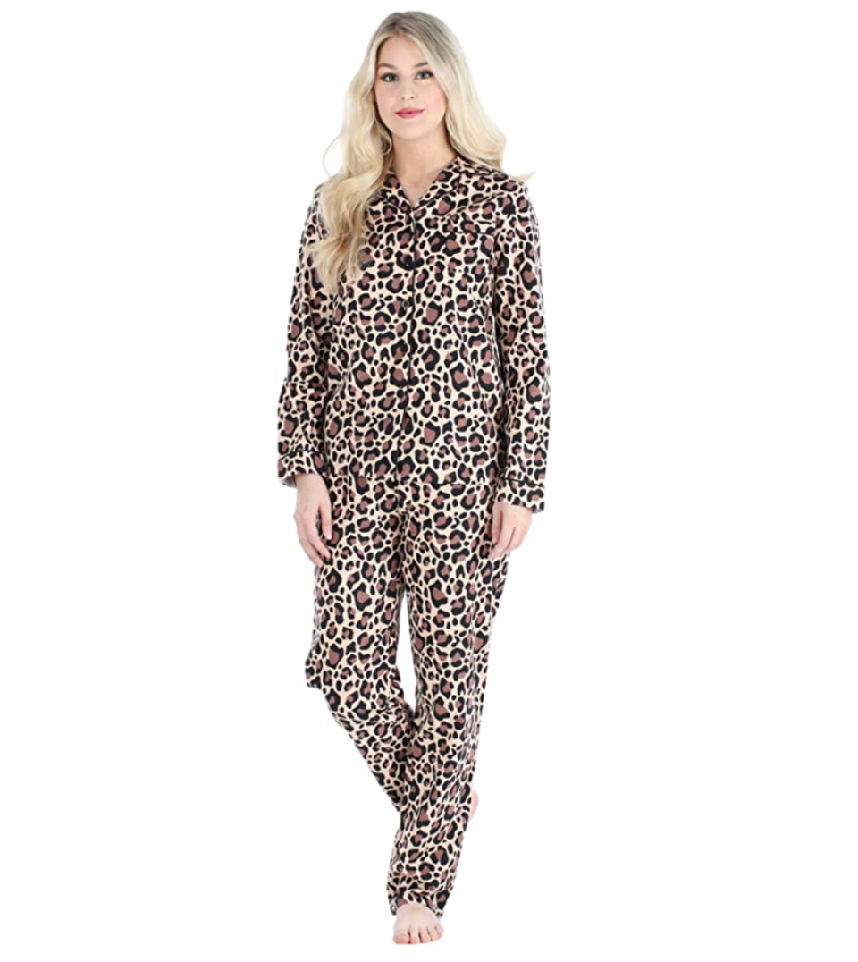 Leopard Print Flannel Pajamas