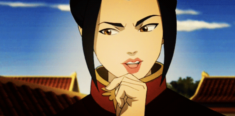 Azula looking puzzled with her hand on her chin