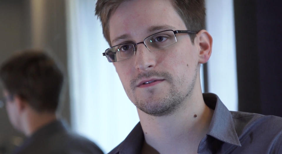 Image: Edward Snowden speaks during an interview in Hong Kong (The Guardian via Getty Images file)