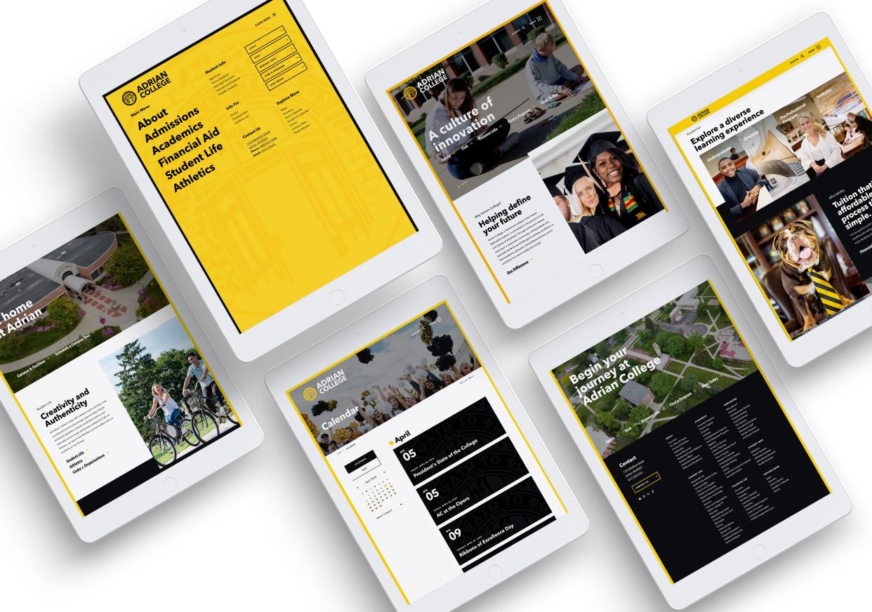 This graphic, provided by Adrian College, shows how Adrian College's newly redesigned website, www.adrian.edu, looks when displayed on iPads.