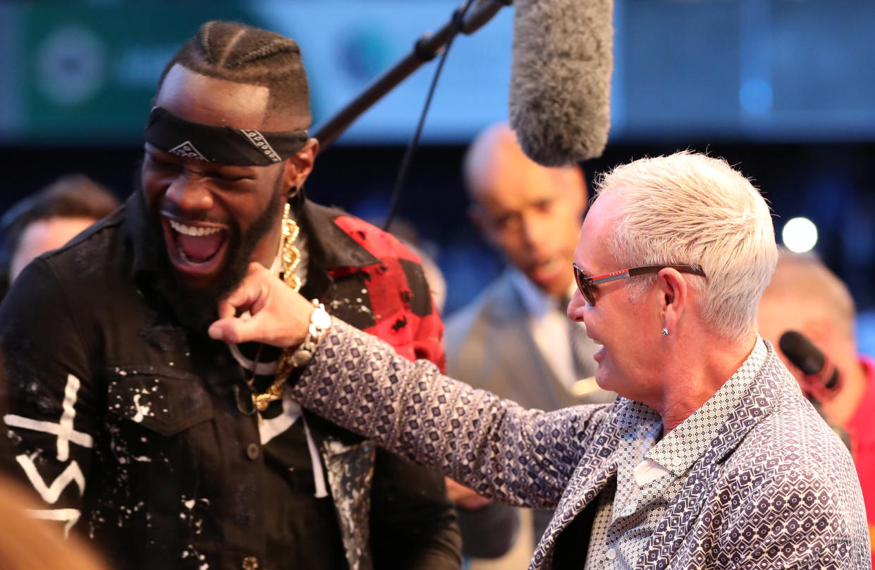 Deontay Wilder with Paul Gascoigne ringside in Belfast earlier this month. Action Images via Reuters