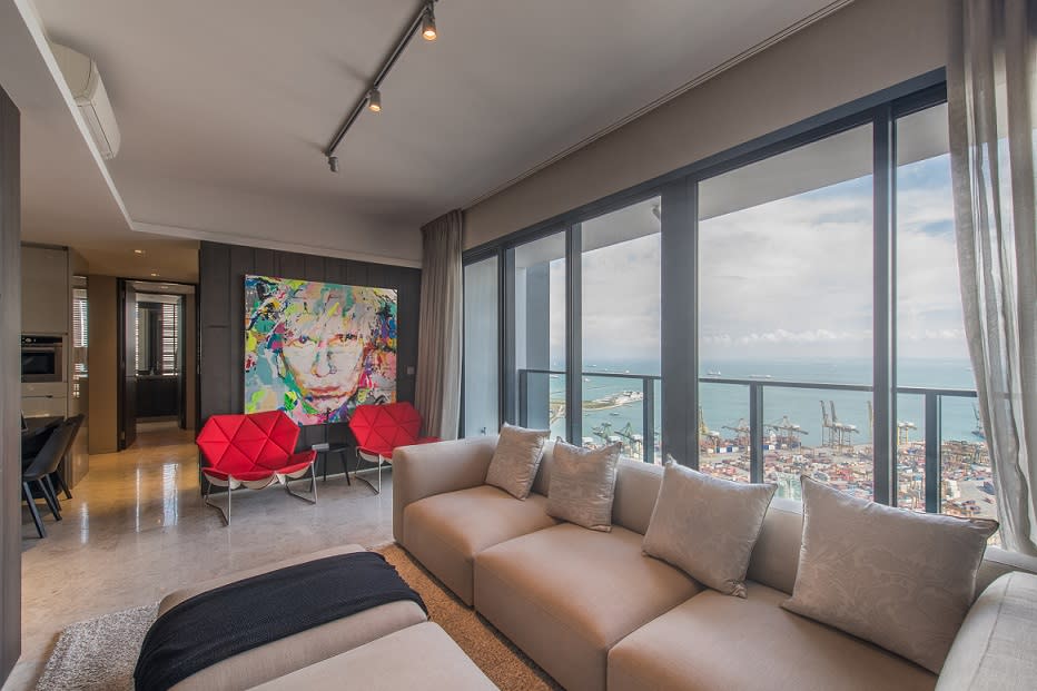 View of the sea from the show suite of a three-bedroom unit