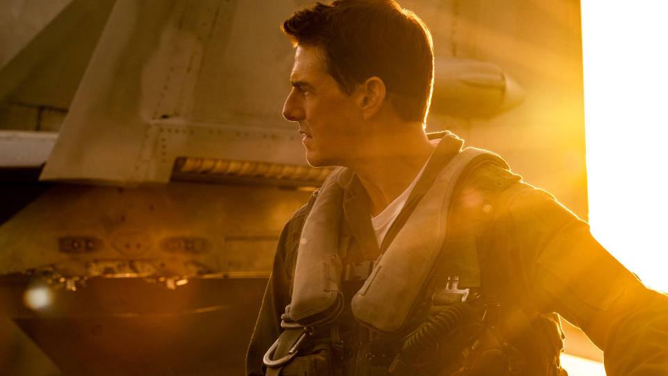 Tom Cruise is seemingly set to attempt to break the <a href="https://uk.movies.yahoo.com/tom-cruises-most-dangerous-stunts-134115544.html" data-ylk="slk:stunts per year record;elm:context_link;itc:0;sec:content-canvas;outcm:mb_qualified_link;_E:mb_qualified_link;ct:story;" class="link  yahoo-link">stunts per year record</a> in 2021 thanks to the delay to this belated sequel to the 1980s classic <em>Top Gun</em> and, of course, another big franchise effort. More on that later. Joseph Kosinski’s film sees Cruise reprise the role of test pilot Maverick and will feature Miles Teller as Rooster — son of Maverick’s late friend Goose. (Credit: Paramount)