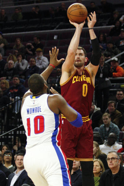 Kevin Love's coming off a career-high eight 3-pointers vs. Detroit. (Raj Mehta-USA TODAY Sports)