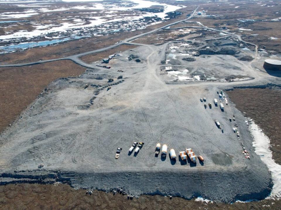 An aerial view of Sabina Gold and Silver Corp.'s Goose mine, in western Nunavut. The mine could be producing gold as soon as 2025.  (Sabina Gold and Silver Corp.  - image credit)