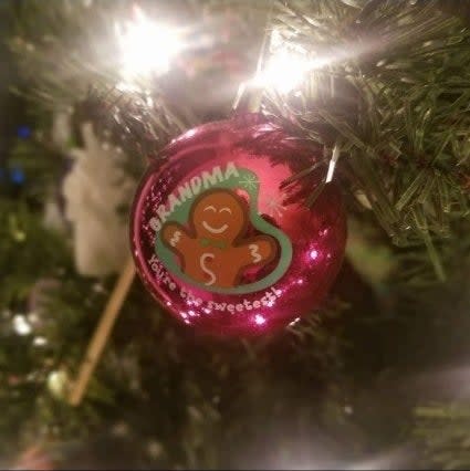 ornament that says grandma you're the sweetest with a gingerbread man