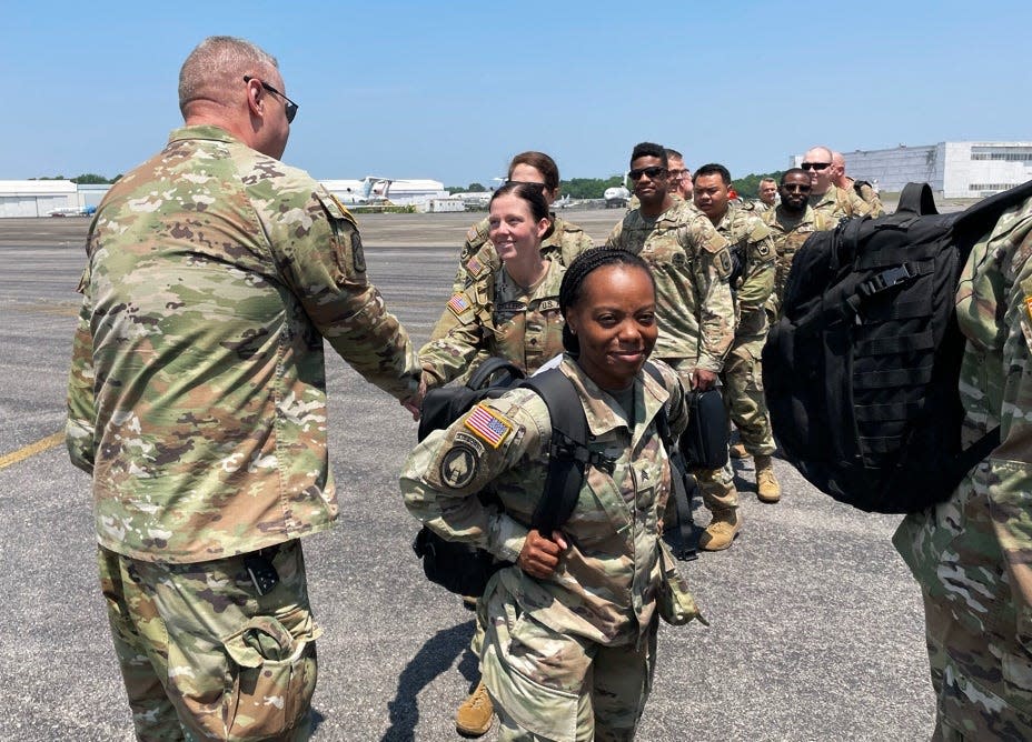 More than 150 Soldiers from the Tennessee National Guard's 267th Military Police Company left Sunday, May 21, 2023 on the first leg of a year-long deployment overseas to the Middle East.