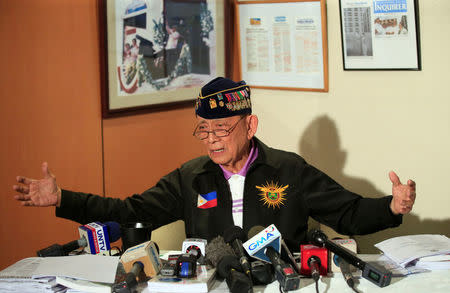 Former Philippine President and staunch environmentalist Fidel Ramos gestures while he answer questions during a news conference in Makati city, metro Manila, Philippines November 21, 2016. REUTERS/Romeo Ranoco