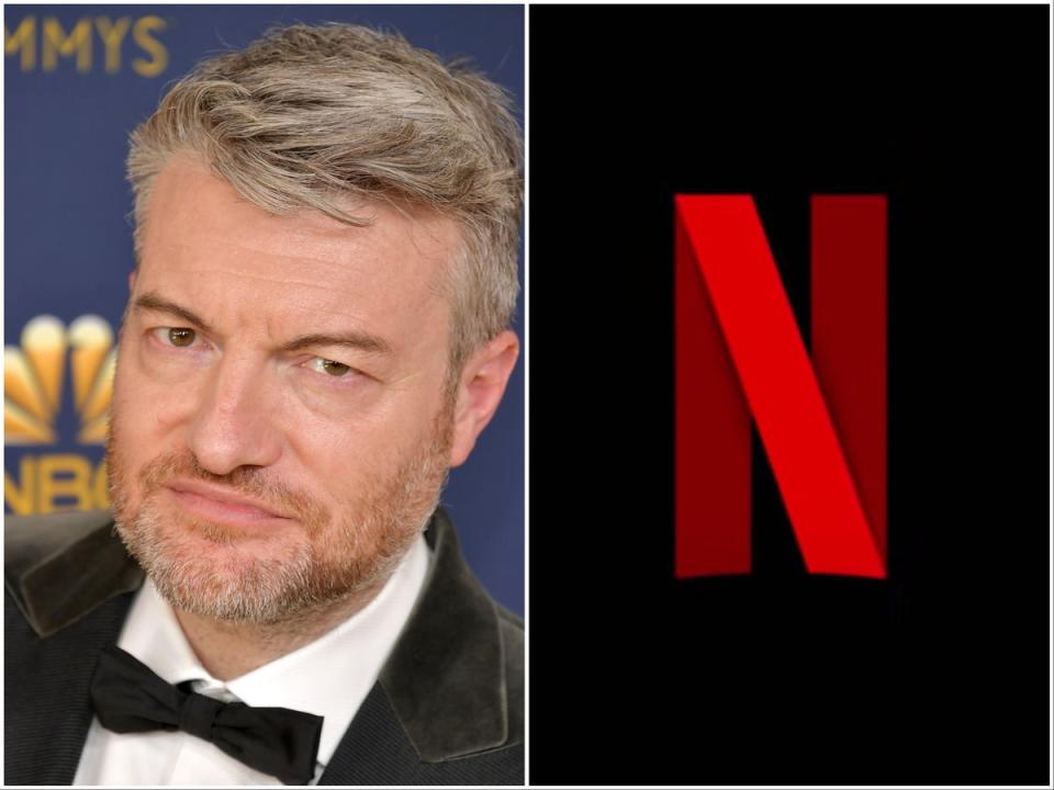 Black Mirror creator Charlie Brooker, and the Netflix logo (Getty Images / Netflix)