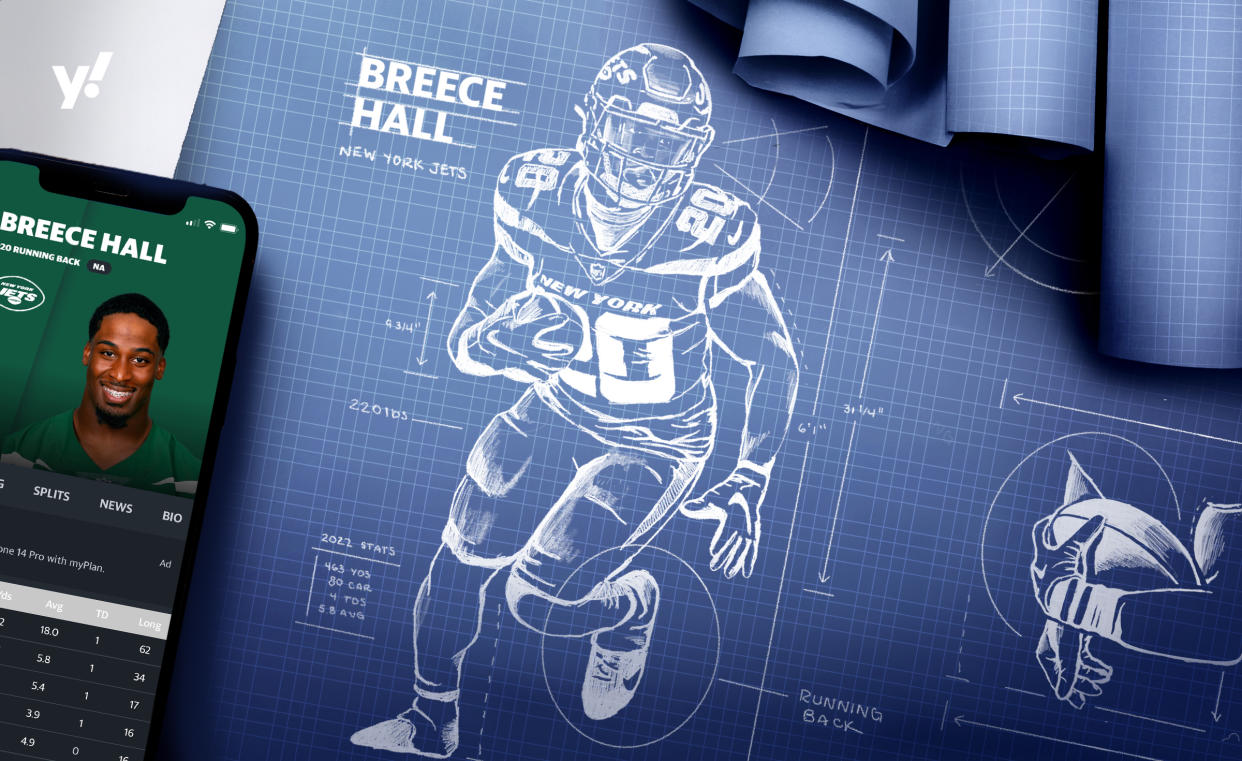 Breece Hall could end up being a fantasy league-winner down the stretch. (Illustration by Taylar Sievert, Yahoo Sports)