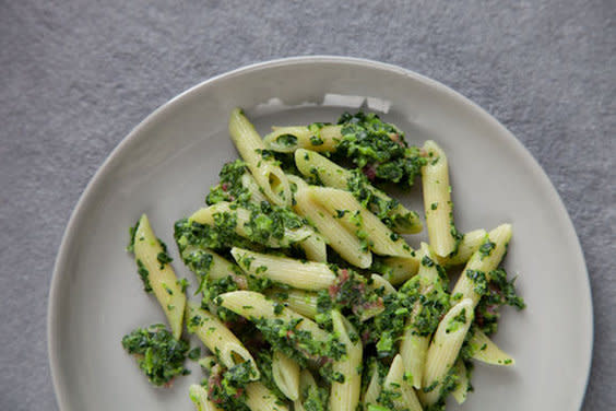 Penne with Creamed Greens and Pancetta