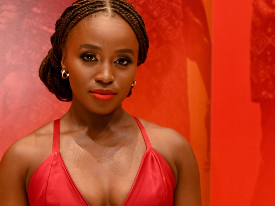 Masali Baduza at the "Woman King" red carpet and special screening in South Africa in September 2022.