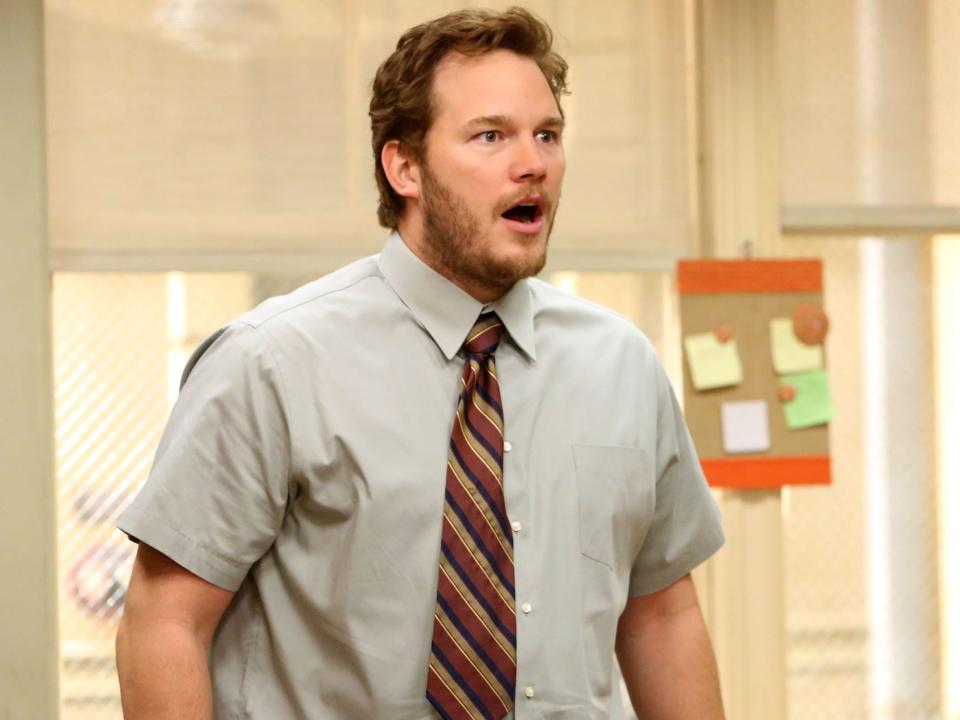 Chris Pratt as Andy Dwyer on season five of "Parks and Recreation."