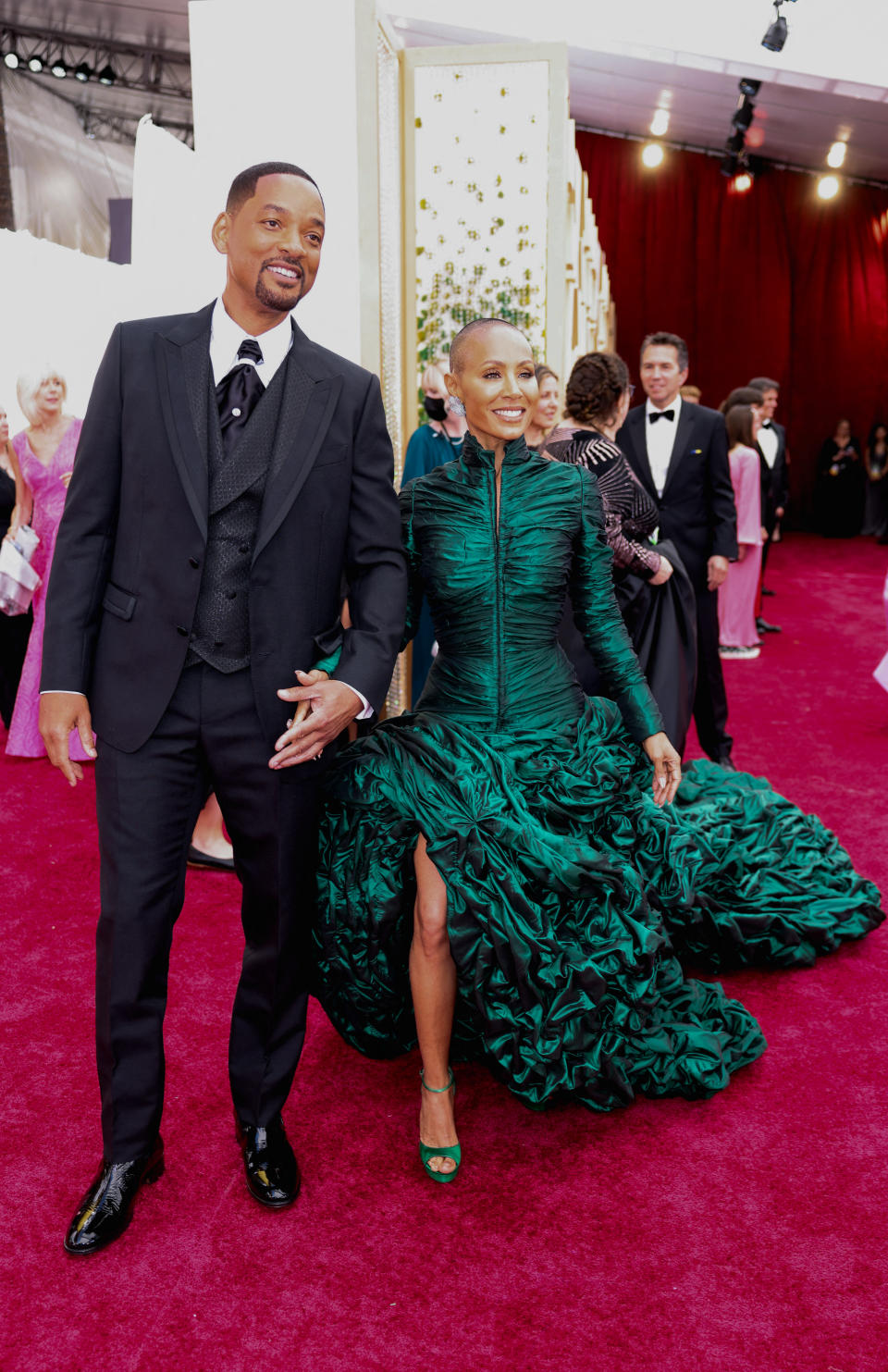 Will Smith and Jada Pinkett Smith pose on the red carpet during the Oscars arrivals at the 94th Academy Awards in Hollywood, Los Angeles, California, U.S., March 27, 2022. REUTERS/Mike Blake