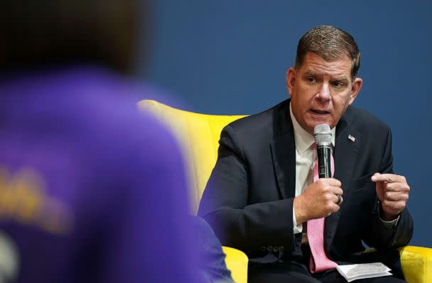 PHOTO: Labor Secretary Marty Walsh discusses organizing unions in the workplace during the Black Caucus Foundation's Annual Legislative Conference, Sept. 30, 2022, in Washington, D.C.  (Leigh Vogel/Getty Images )