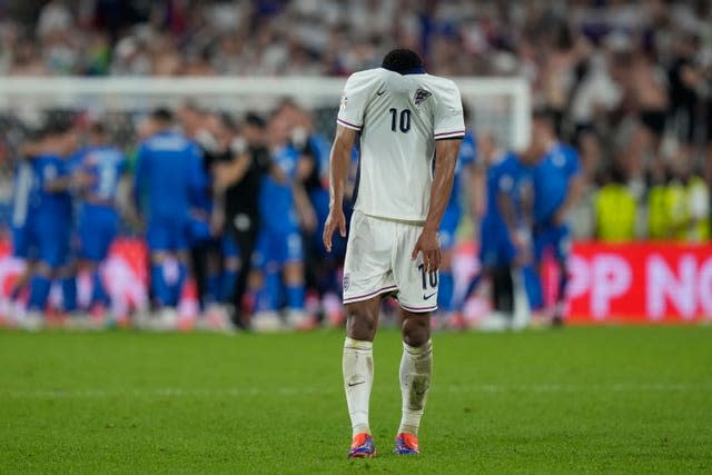 England’s Jude Bellingham reacts at the end of the Euro 2024 draw against Slovenia