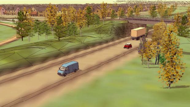 Eastern Daily Press: An artist's impression of the Long Stratton bypass 