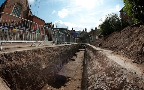 The former burial place of Richard III, a medieval monastic site which now lies under a car park in Leicester - Credit: University of Leicester/PA