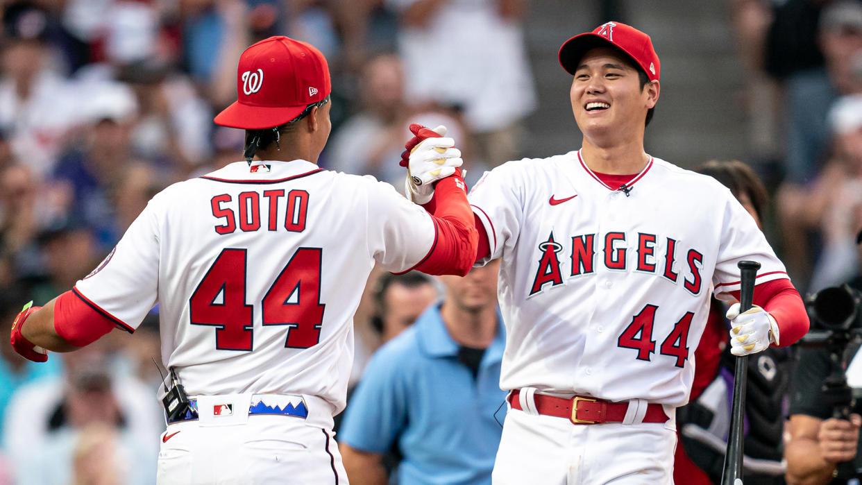Juan Soto and Shohei Ohtani could determine the Blue Jays' playoff fate this weekend. (Photo by Matt Dirksen/Colorado Rockies/Getty Images)
