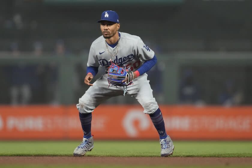 Los Angeles Dodgers' Mookie Betts during a baseball game against the San Francisco Giants.