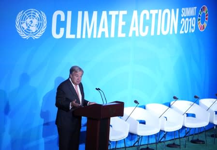 United Nations Secretary General Guterres speaks during the opening of the 2019 United Nations Climate Action Summit at U.N. headquarters in New York City, New York, U.S.