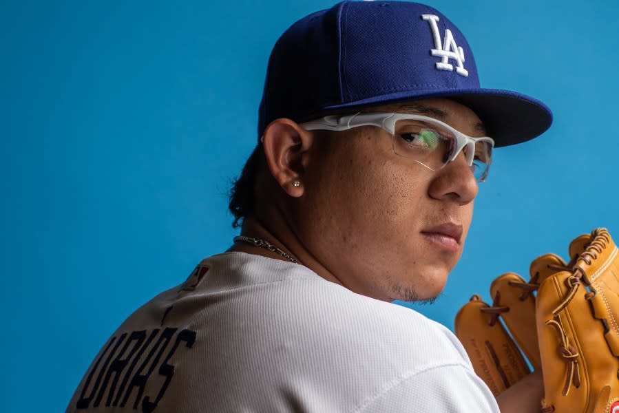 Julio Urias of the Los Angeles Dodgers poses for a portrait during photo day at Camelback Ranch on Feb. 20, 2019 in Glendale, Arizona. (Credit: Rob Tringali/Getty Images)