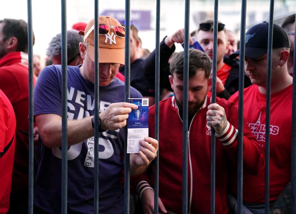Liverpool fans were stuck outside the Stade de France ahead of the match (Adam Davy/PA) (PA Wire)