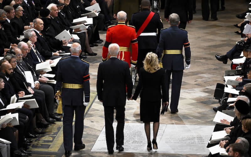 President Biden and first lady Jill Biden arrive in Westminster Abbey.