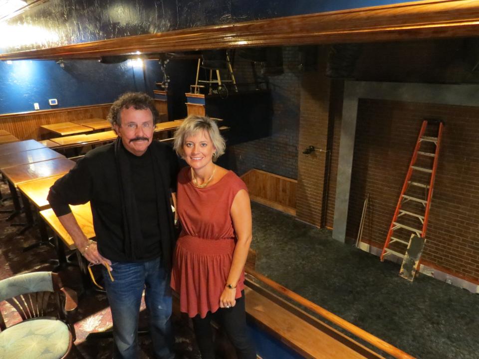 Producing Artistic Director Richard Hopkins and his wife Managing Director Rebecca Hopkins inside Bowne's Lab, which opened in 2014 as a home for the FST Improv Troupe and other work.