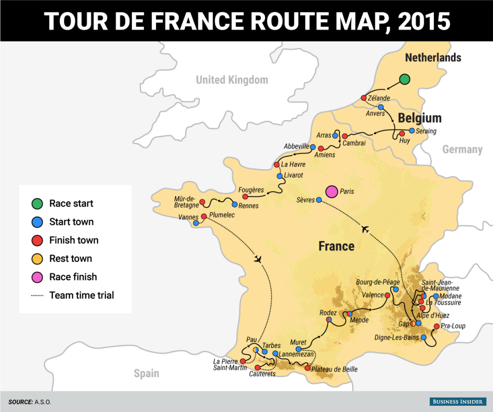 tour de france map updated