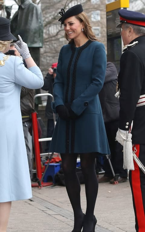 Kate wore a By Malene Birger dress coat for an official function during her pregnancy with Prince George