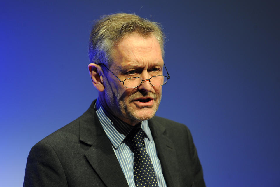 Sir Peter Soulsby, Mayor of Leicester talks during the Federation of Small Businesses Conference 2013 at The Curve, Leicester. PRESS ASSOCIATION Photo. Picture date: Friday March 22, 2013.   (Photo by Joe Giddens/PA Images via Getty Images)