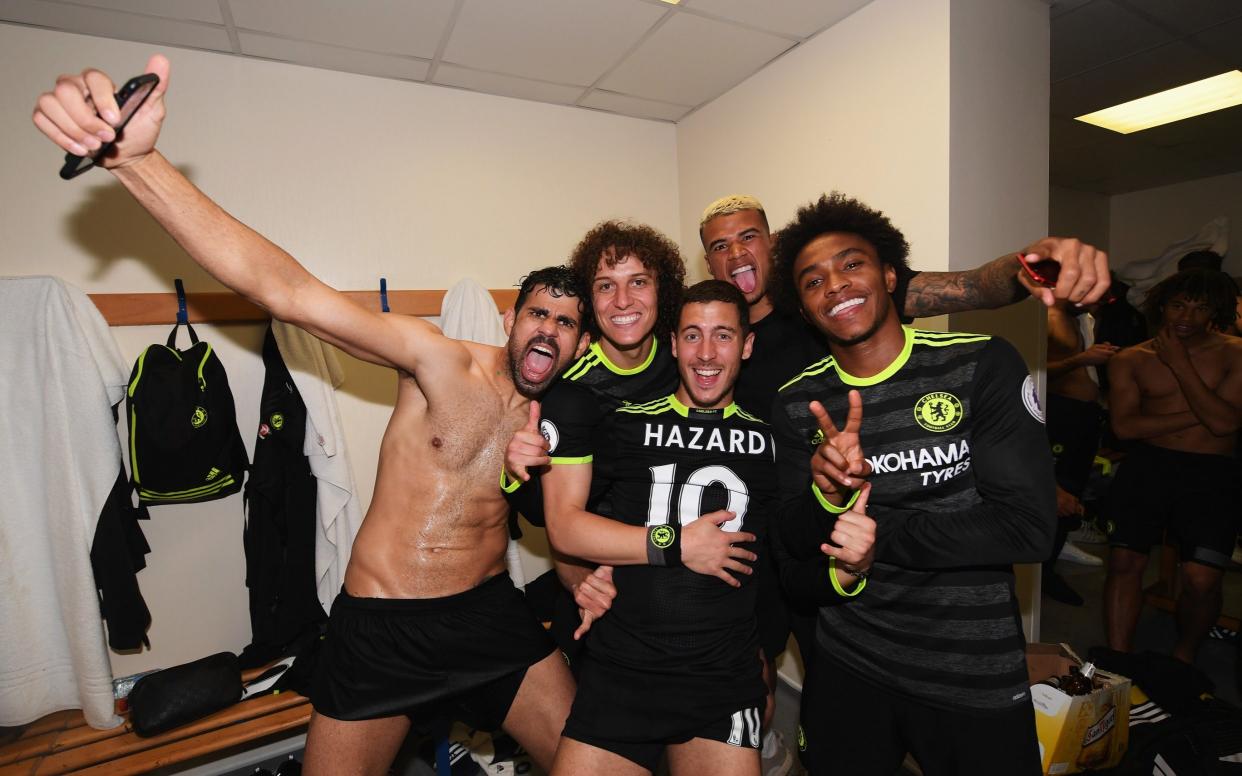 Diego Costa celebrating winning the Premier League - Darren Walsh/Chelsea FC via Getty Images