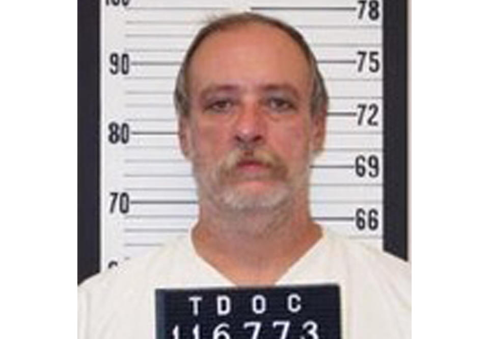 FILE - This undated file photo provided by the Tennessee Department of Correction shows death row inmate Sedley Alley. Attorneys for the daughter of Alley, executed 14 years ago for murder asked a state appeals court on Wednesday, Feb. 3, 2021 to let her test DNA evidence to try to prove his innocence. Sedley Alley died by lethal injection in 2006 for the murder two decades earlier of Marine Lance Cpl. Suzanne Collins. April Alley, as the executor of her father’s estate, petitioned a Memphis court to order DNA testing in the case in April 2019. (AP Photo/Tennessee Department of Correction, File)