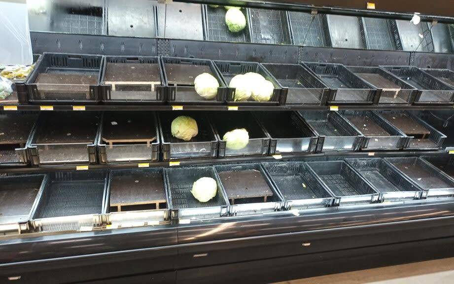 Empty supermarket shelves in Guatemala