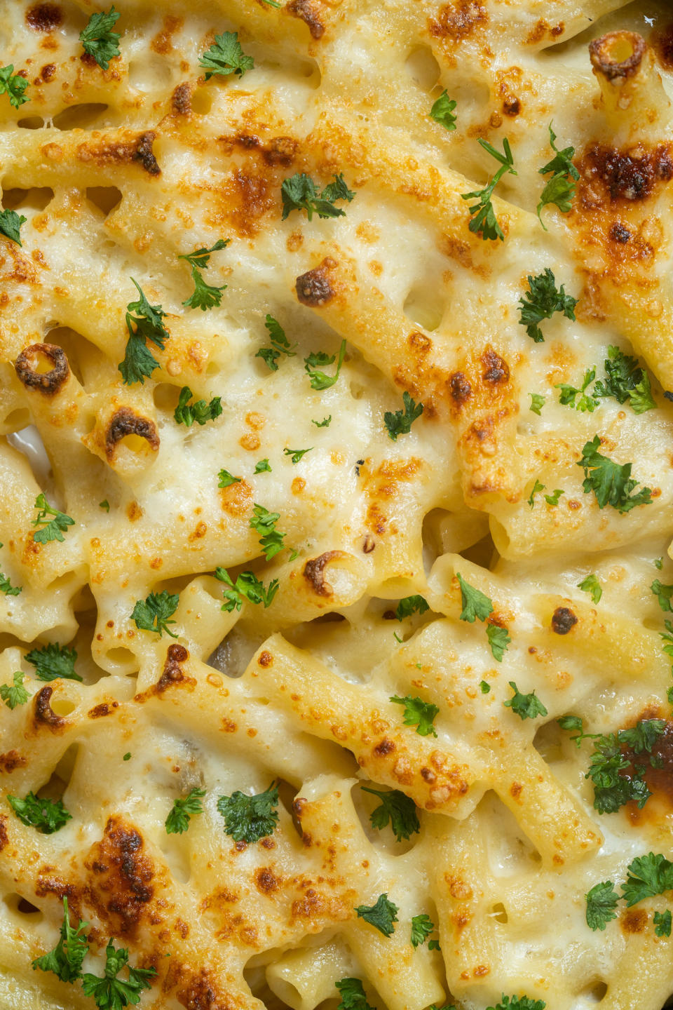 A close-up of mac 'n' cheese