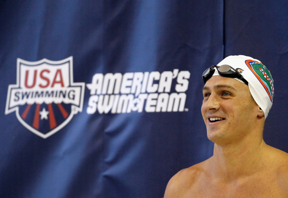 Ryan Lochte of the USA prepares for the men's 400m freestyle preliminaries during the 2011 AT&T Winter National Championships at the Georgia Tech Aquatic Center on December 1, 2011 in Atlanta, Georgia. (Photo by Streeter Lecka/Getty Images)