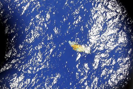 A piece of unknown debris floats just under the water in this image taken from a Royal New Zealand Air Force (RNZAF) P3 Orion maritime search aircraft while flying over the southern Indian Ocean looking for missing Malaysian Airlines flight MH370 in this March 31, 2014 file photo. REUTERS/Rob Griffith/Pool/Files